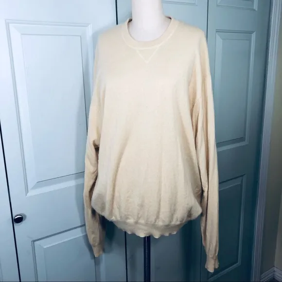 Club Room CR 💯 Cashmere Oversize Sweater Light Yellow Size XL