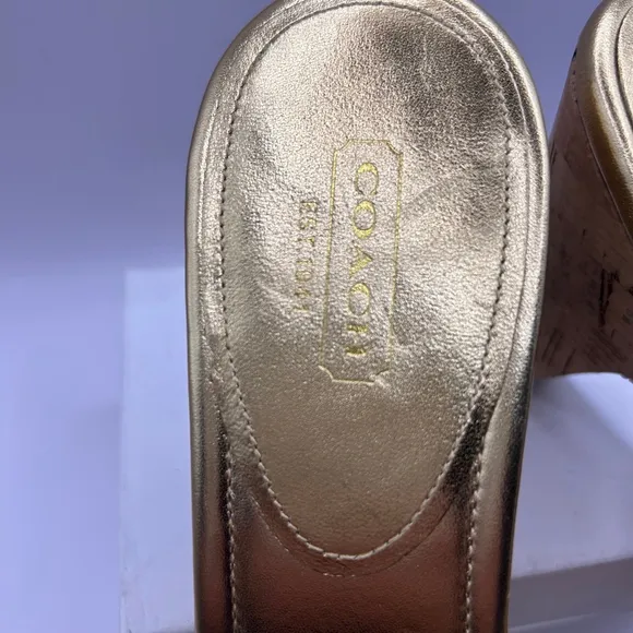 Coach Gold heels NWOB cork 9