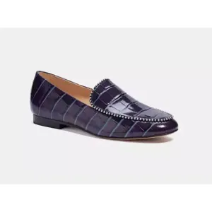 Coach Harper Beadchain Loafers Crocodile Embossed Leather Upper Ink Size 7 NIB