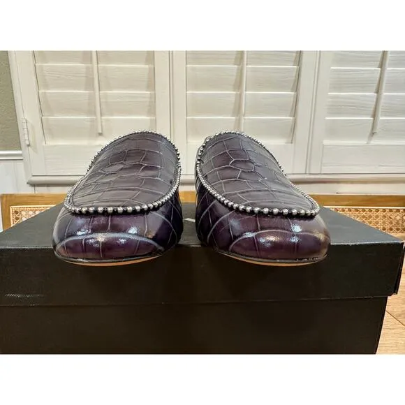 Coach Harper Beadchain Loafers Crocodile Embossed Leather Upper Ink Size 7 NIB