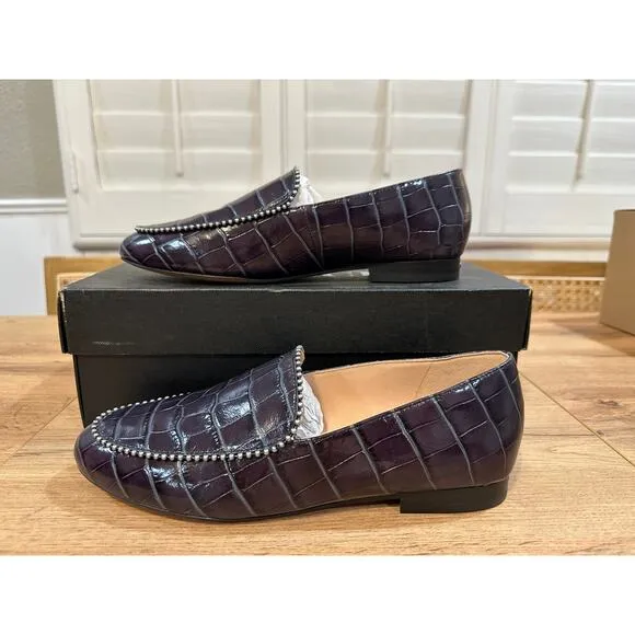 Coach Harper Beadchain Loafers Crocodile Embossed Leather Upper Ink Size 7 NIB