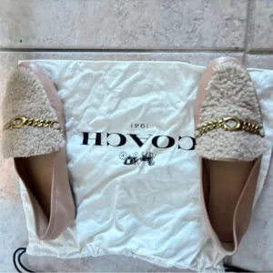 Coach Helena Chain Shearling Loafers fur shoes logo y2k handbag design flats