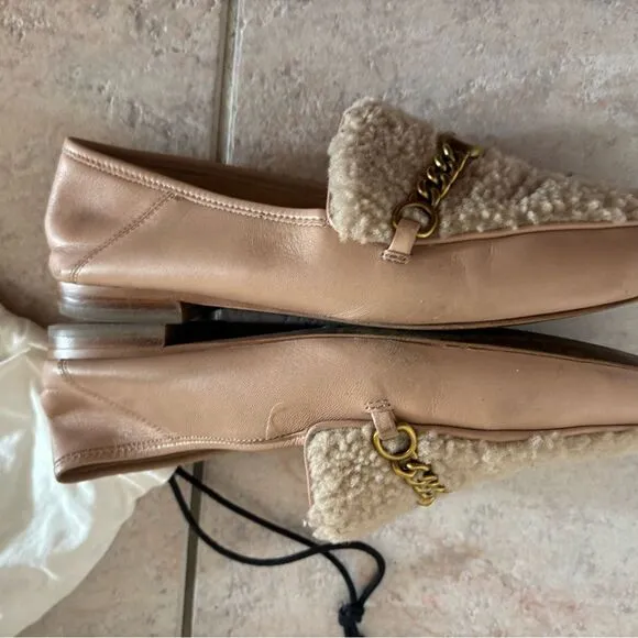 Coach Helena Chain Shearling Loafers fur shoes logo y2k handbag design flats