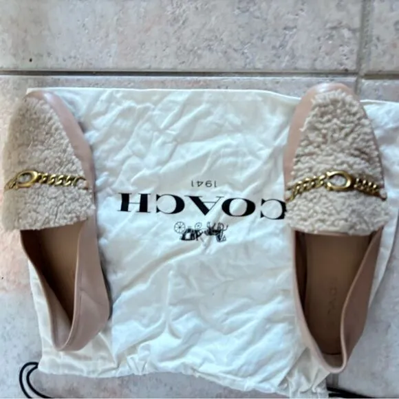 Coach Helena Chain Shearling Loafers fur shoes logo y2k handbag design flats