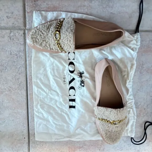 Coach Helena Chain Shearling Loafers fur shoes logo y2k handbag design flats