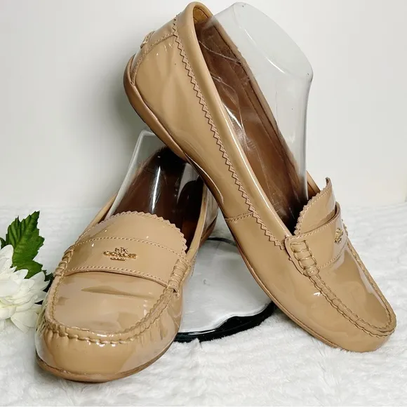Coach ODETTE Warm Blush Camel Patent Leather Loafer