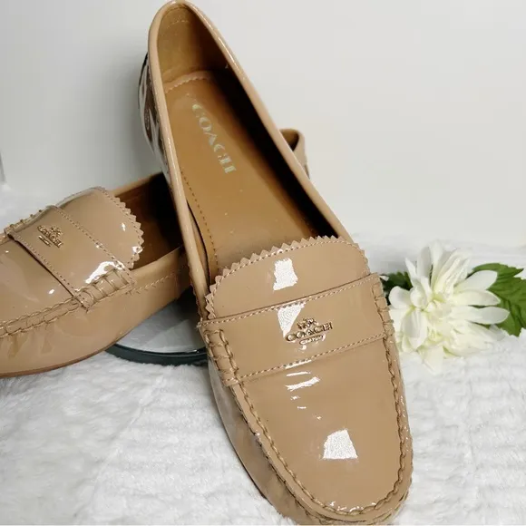 Coach ODETTE Warm Blush Camel Patent Leather Loafer
