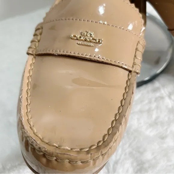 Coach ODETTE Warm Blush Camel Patent Leather Loafer