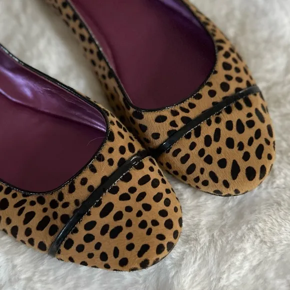 COACH Poppy 11 Randy Haircalf Flats • Animal Print Dot Calf Hair Cap Toe Flat
