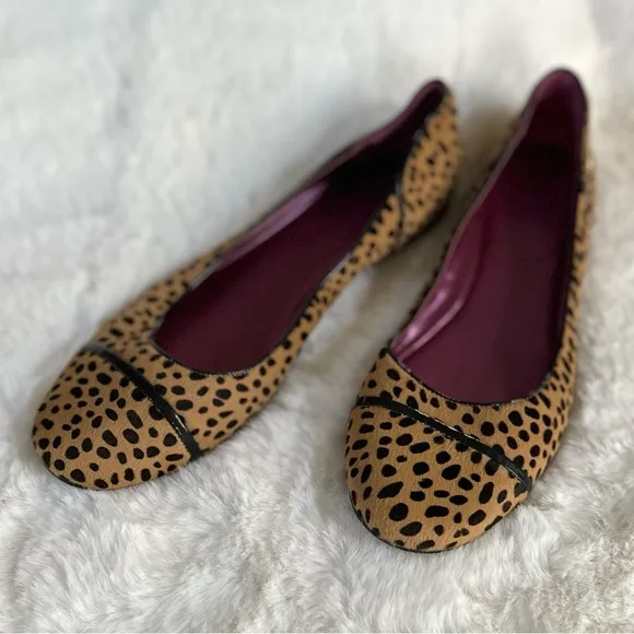 COACH Poppy 11 Randy Haircalf Flats • Animal Print Dot Calf Hair Cap Toe Flat
