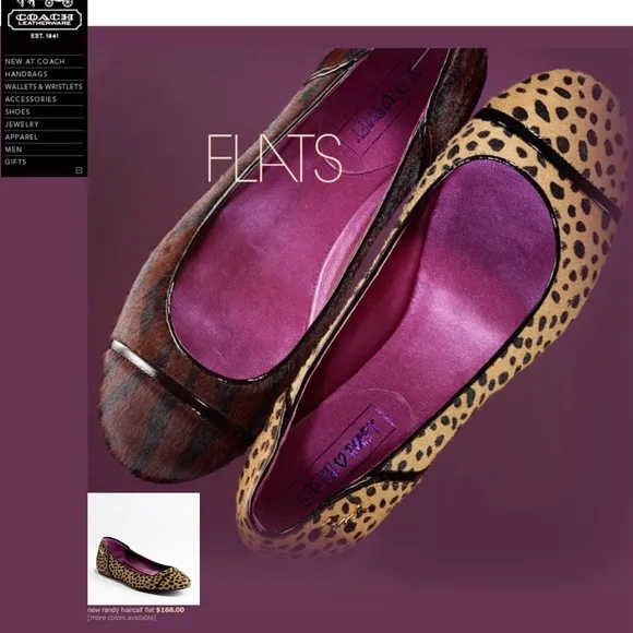 COACH Poppy 11 Randy Haircalf Flats • Animal Print Dot Calf Hair Cap Toe Flat
