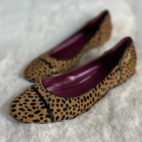 COACH Poppy 11 Randy Haircalf Flats • Animal Print Dot Calf Hair Cap Toe Flat