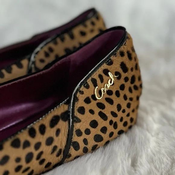 COACH Poppy 11 Randy Haircalf Flats • Animal Print Dot Calf Hair Cap Toe Flat