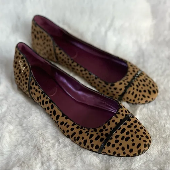 COACH Poppy 11 Randy Haircalf Flats • Animal Print Dot Calf Hair Cap Toe Flat