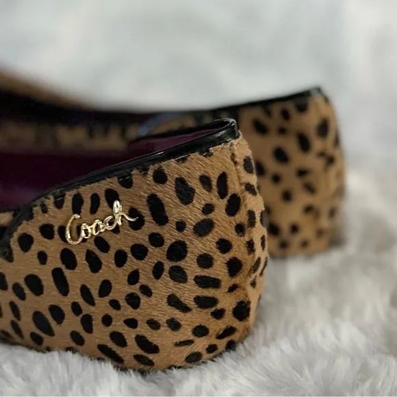 COACH Poppy 11 Randy Haircalf Flats • Animal Print Dot Calf Hair Cap Toe Flat
