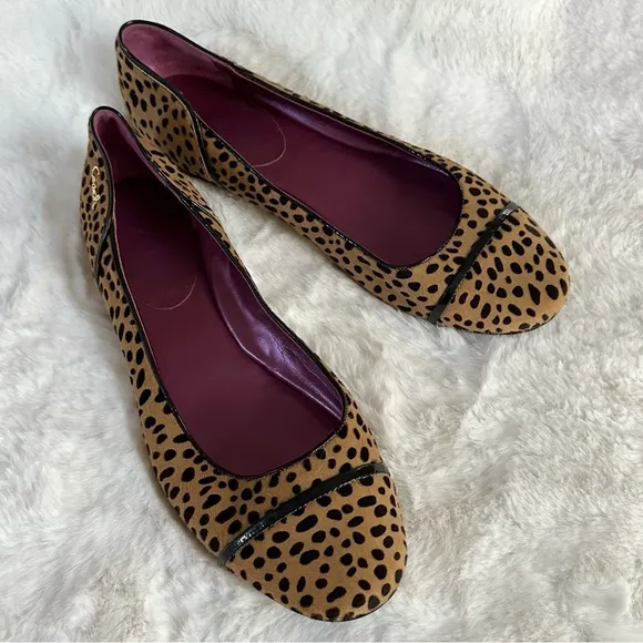 COACH Poppy 11 Randy Haircalf Flats • Animal Print Dot Calf Hair Cap Toe Flat