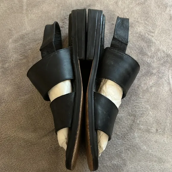 Cole Haan Black Leather Sandals Double Strap Mens Size 9