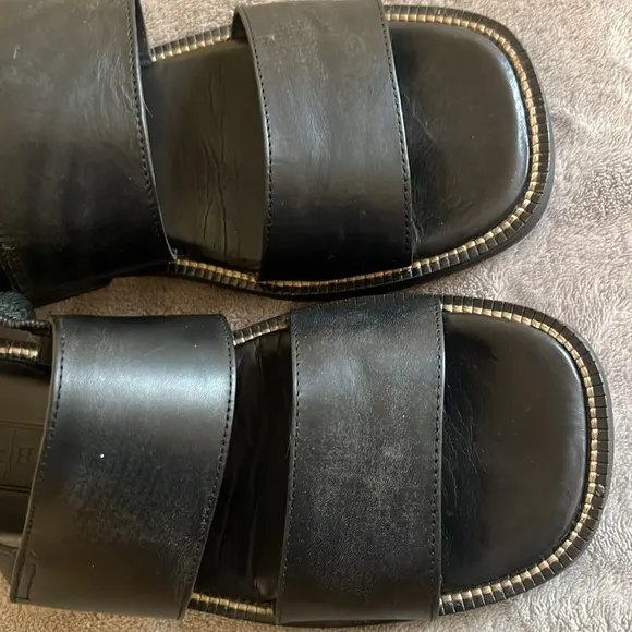 Cole Haan Black Leather Sandals Double Strap Mens Size 9