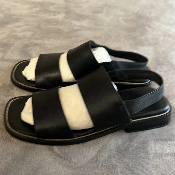 Cole Haan Black Leather Sandals Double Strap Mens Size 9