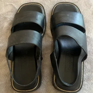 Cole Haan Black Leather Sandals Double Strap Mens Size 9