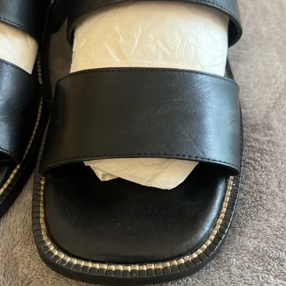 Cole Haan Black Leather Sandals Double Strap Mens Size 9