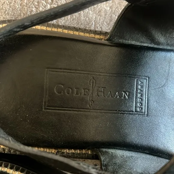 Cole Haan Black Leather Sandals Double Strap Mens Size 9