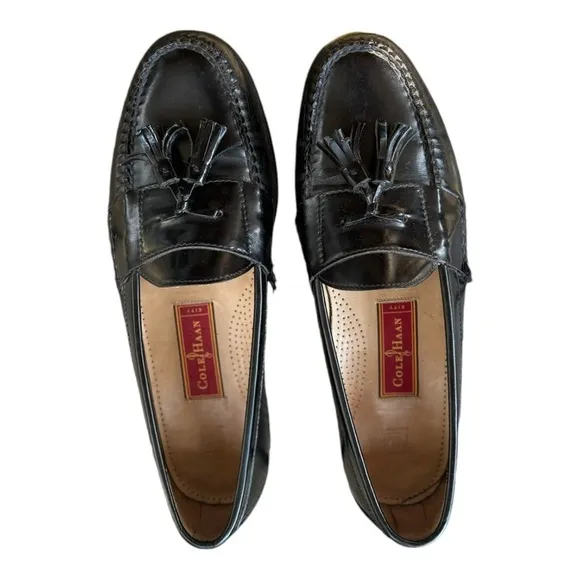Cole Haan Black Leather Tassled Loafers Size 11 Men's Shoes
