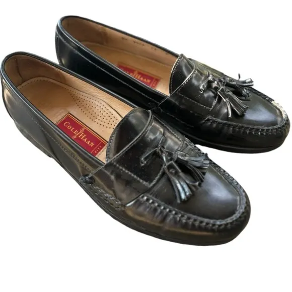 Cole Haan Black Leather Tassled Loafers Size 11 Men's Shoes