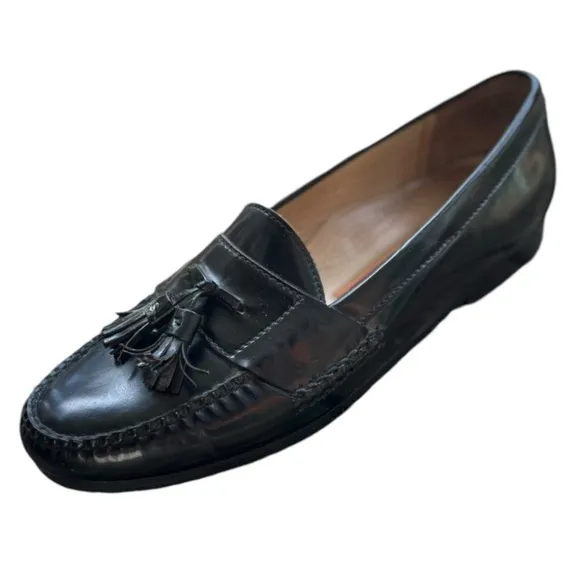 Cole Haan Black Leather Tassled Loafers Size 11 Men's Shoes