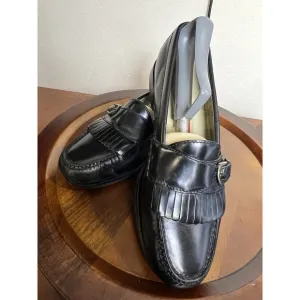 Cole Haan Black Pinch Buckle Leather  Loafers Slip On Mens 9 D Monk Strap Shoe