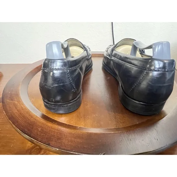 Cole Haan Black Pinch Buckle Leather  Loafers Slip On Mens 9 D Monk Strap Shoe