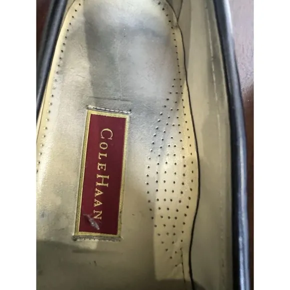Cole Haan Black Pinch Buckle Leather  Loafers Slip On Mens 9 D Monk Strap Shoe