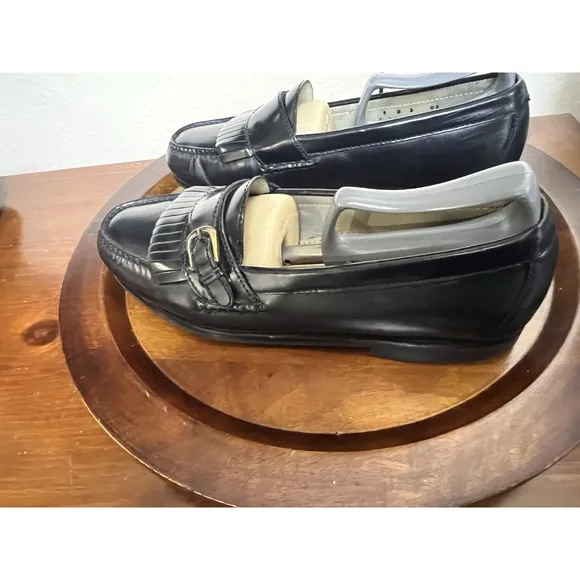 Cole Haan Black Pinch Buckle Leather  Loafers Slip On Mens 9 D Monk Strap Shoe