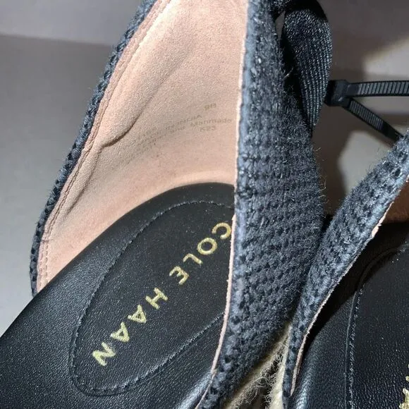 Cole Haan Cloudfeel Hampton Sandals Black Leather Black Canvas