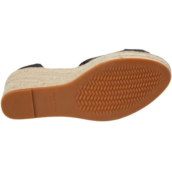 Cole Haan Cloudfeel Hampton Sandals Black Leather Black Canvas