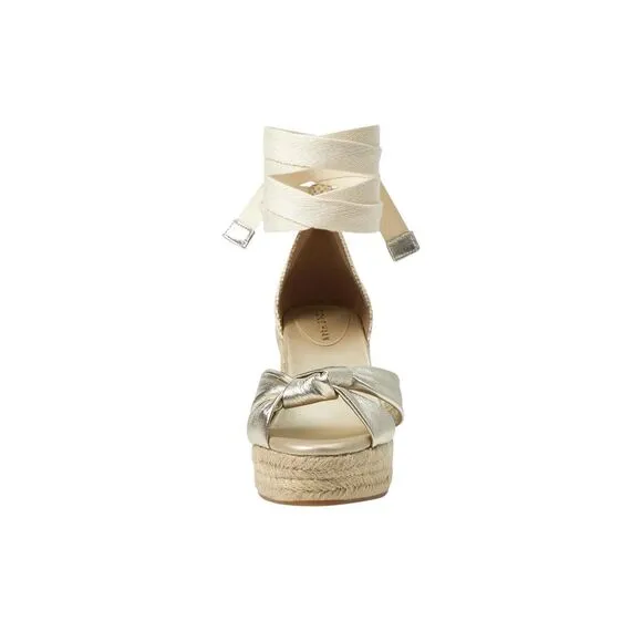 Cole Haan Cloudfeel Hampton Sandals Soft Gold Leather Natural Canvas