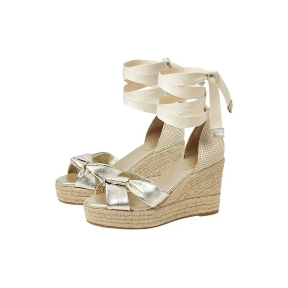 Cole Haan Cloudfeel Hampton Sandals Soft Gold Leather Natural Canvas