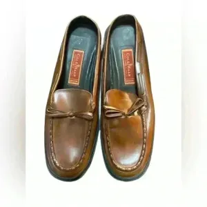 Cole Haan Country Brown Leather Slip On Moc Toe Stitched Mules Size 9 1/2