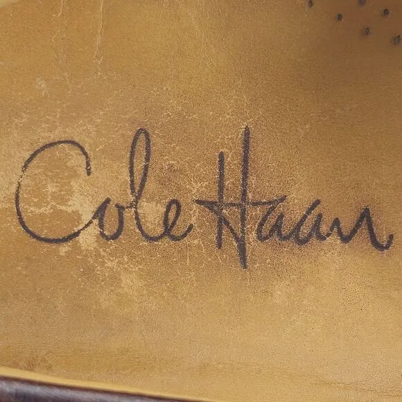 Cole Haan Croc Embossed Brown Leather Driving Penny Loafers Mens 9M Dress Shoes