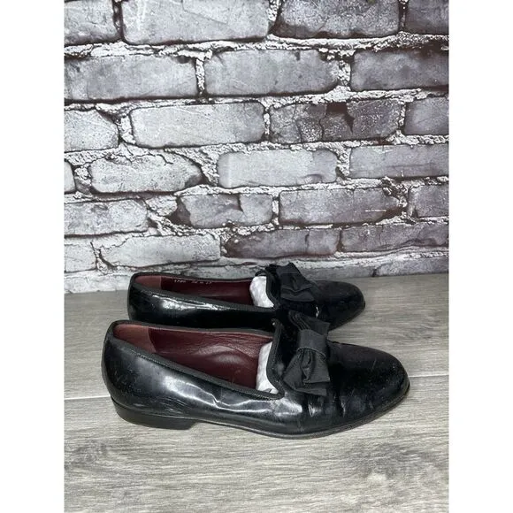 Cole Haan Formal Tuxedo Black Patent Leather Bow Loafers Dress Shoes Men 7.5M US