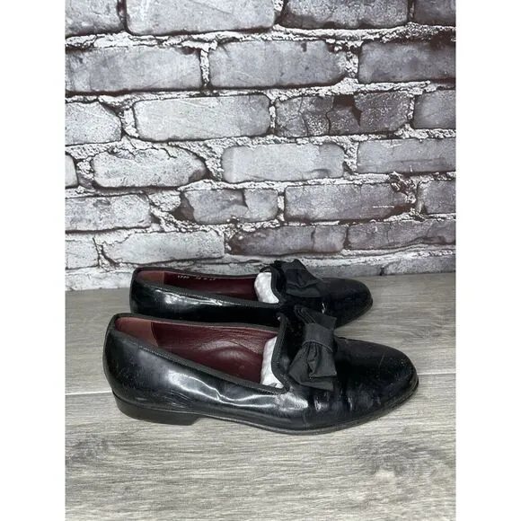 Cole Haan Formal Tuxedo Black Patent Leather Bow Loafers Dress Shoes Men 7.5M US