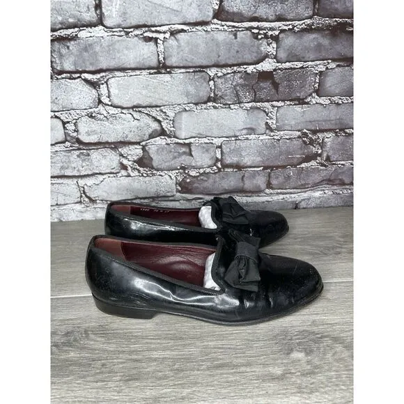 Cole Haan Formal Tuxedo Black Patent Leather Bow Loafers Dress Shoes Men 7.5M US