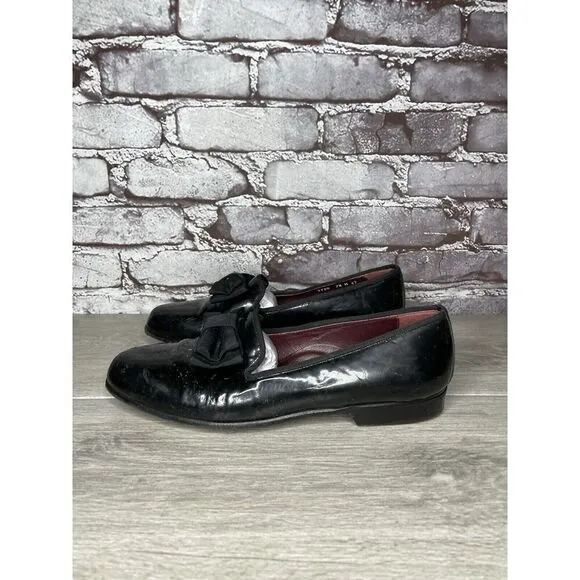 Cole Haan Formal Tuxedo Black Patent Leather Bow Loafers Dress Shoes Men 7.5M US