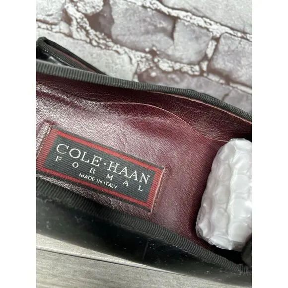 Cole Haan Formal Tuxedo Black Patent Leather Bow Loafers Dress Shoes Men 7.5M US