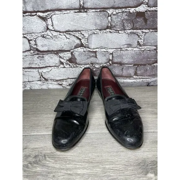 Cole Haan Formal Tuxedo Black Patent Leather Bow Loafers Dress Shoes Men 7.5M US