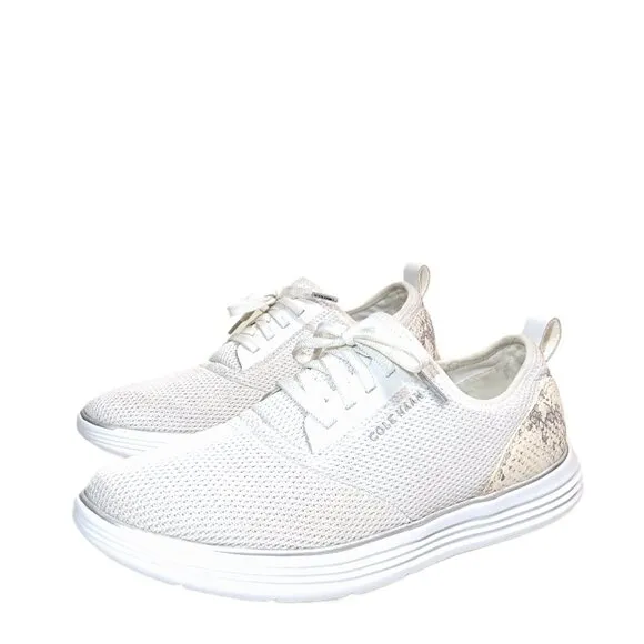 Cole Haan Grandsport Journey Sneakers Womens 8.5 White Knit Python Print