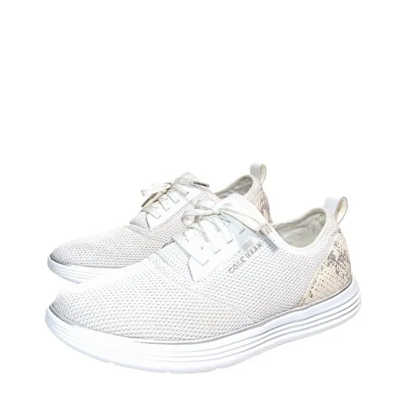 Cole Haan Grandsport Journey Sneakers Womens 8.5 White Knit Python Print