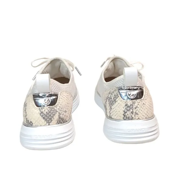 Cole Haan Grandsport Journey Sneakers Womens 8.5 White Knit Python Print