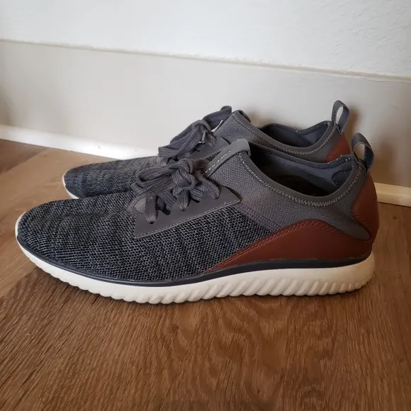 Cole Haan Grandsport Knit Oxford Casual Sneakers In Grey/ Brown Mens Size 10