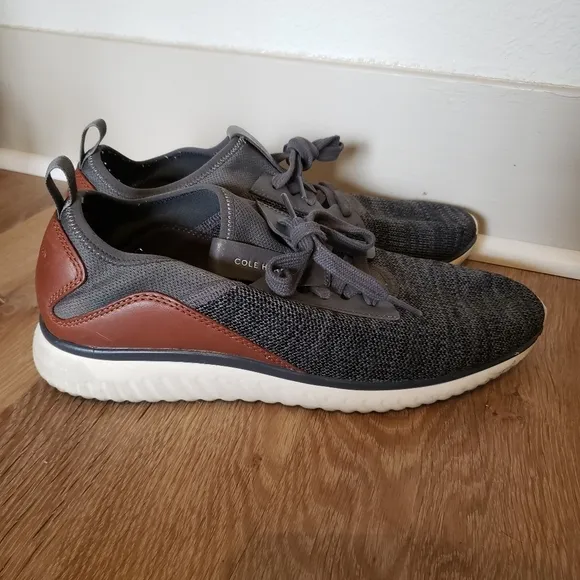 Cole Haan Grandsport Knit Oxford Casual Sneakers In Grey/ Brown Mens Size 10